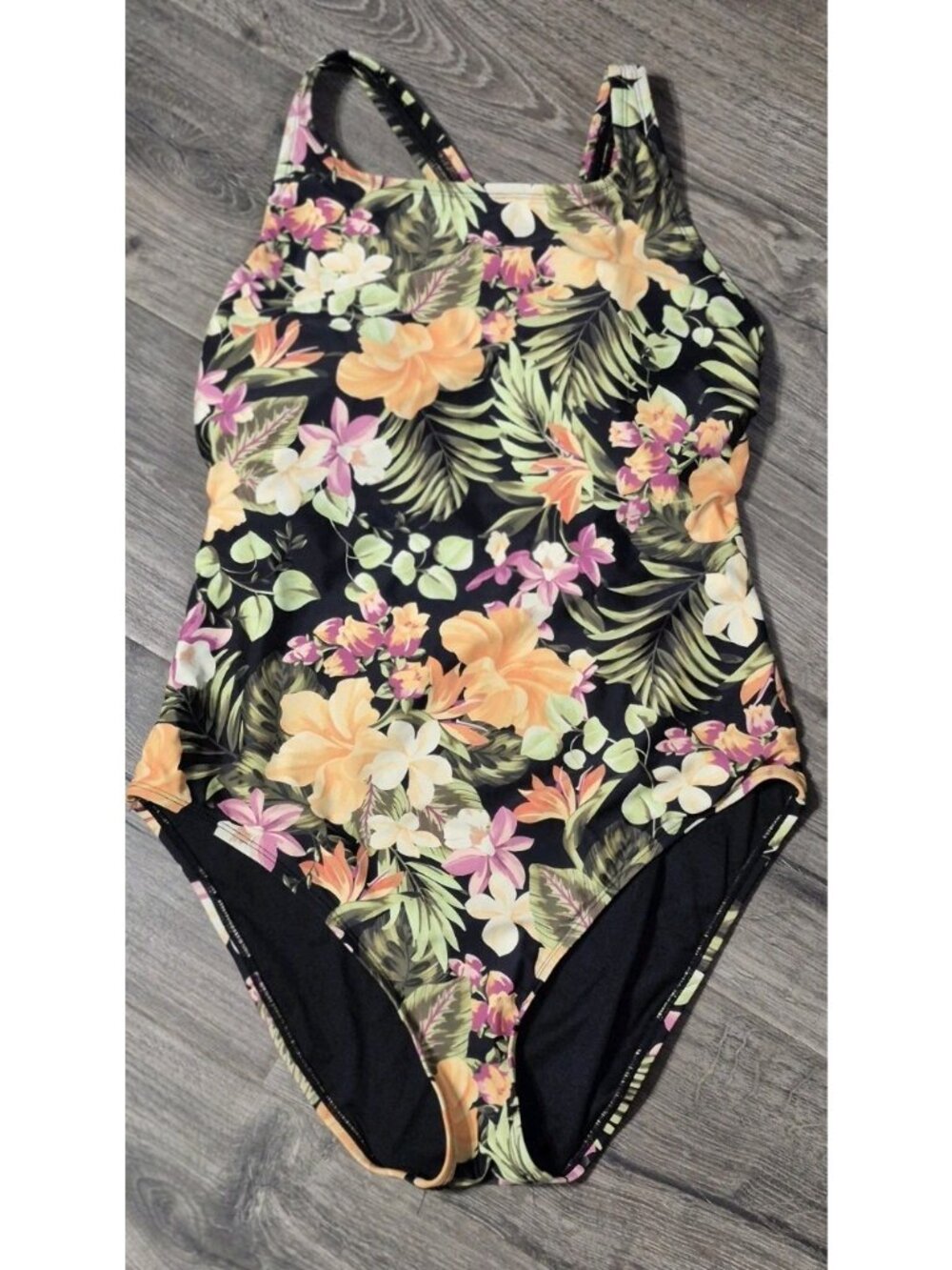 Hurley Floral One Piece Crossback Swimsuit Bathingsuit Women's Size Large